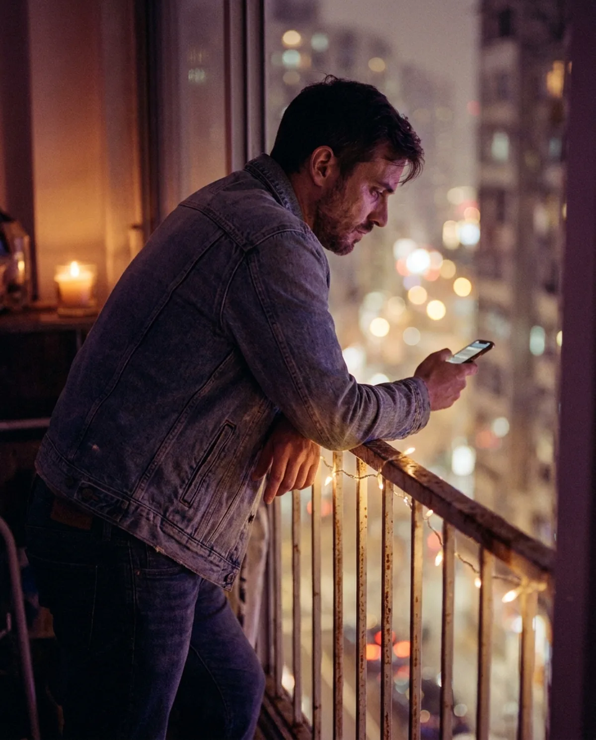 Him — alone on the balcony, saying the part he never says